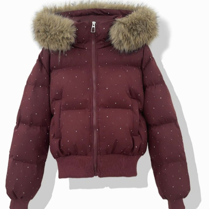 Juliet | Diamante Puffer Jacket Detachable Hood