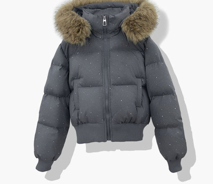 Juliet | Diamante Puffer Jacket Detachable Hood