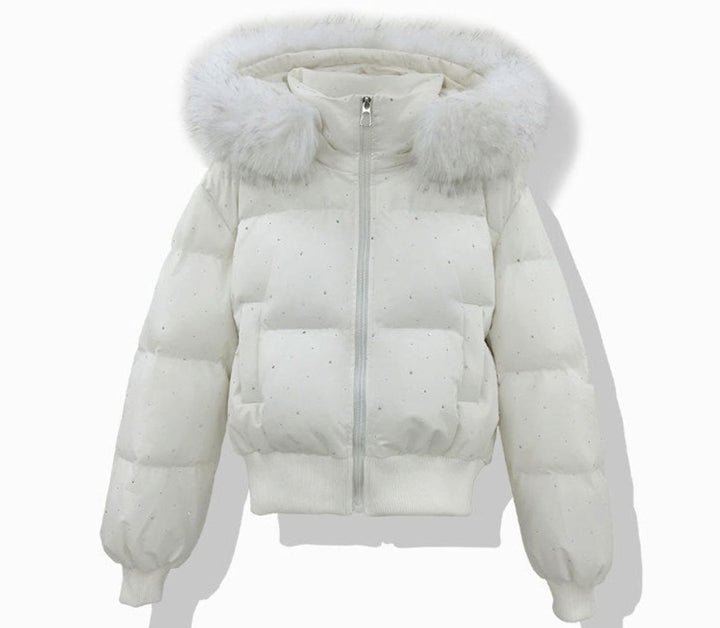 Juliet | Diamante Puffer Jacket Detachable Hood