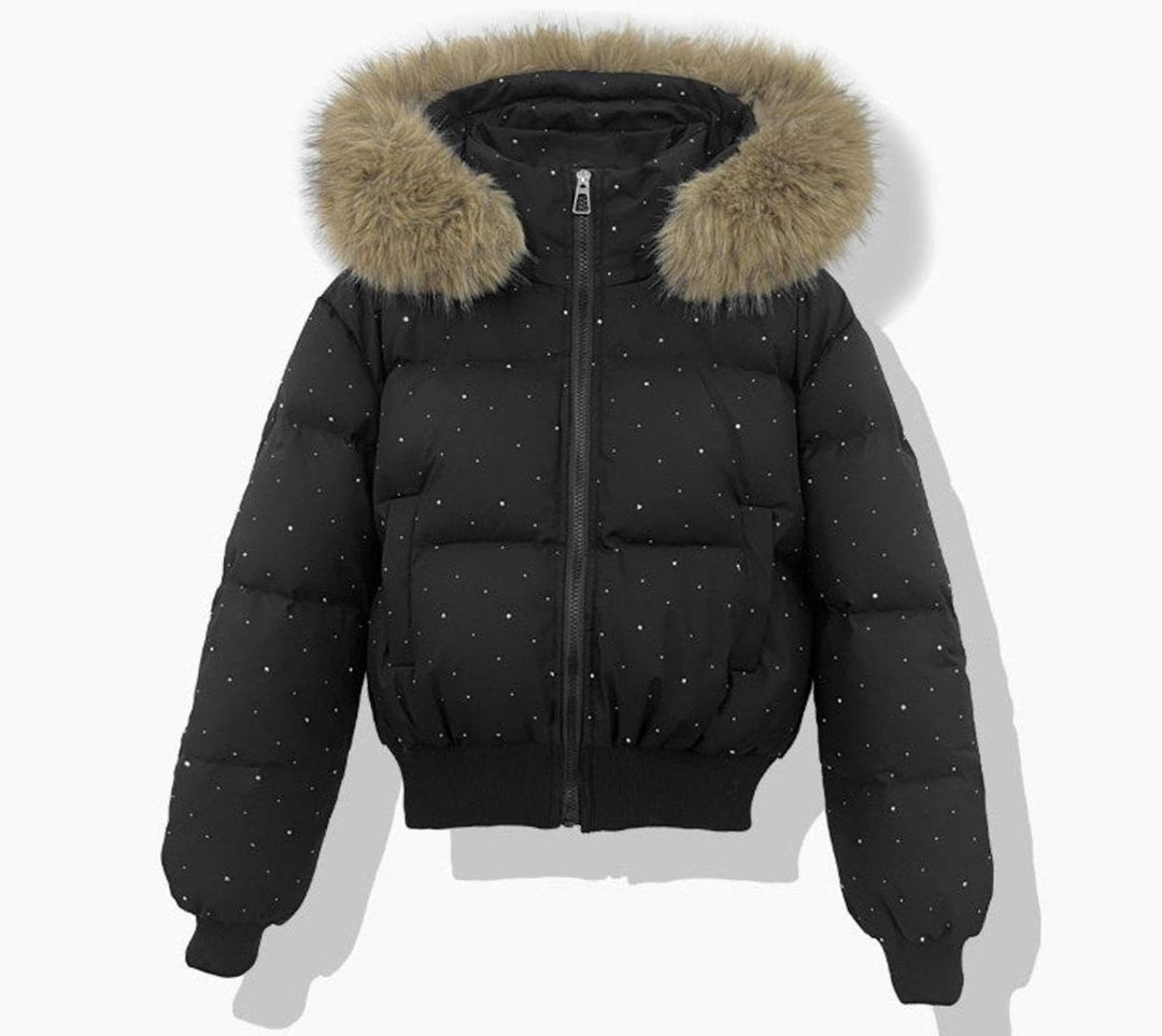 Juliet | Diamante Puffer Jacket Detachable Hood