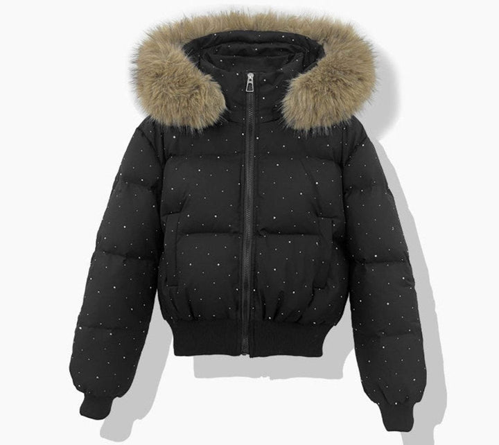 Juliet | Diamante Puffer Jacket Detachable Hood