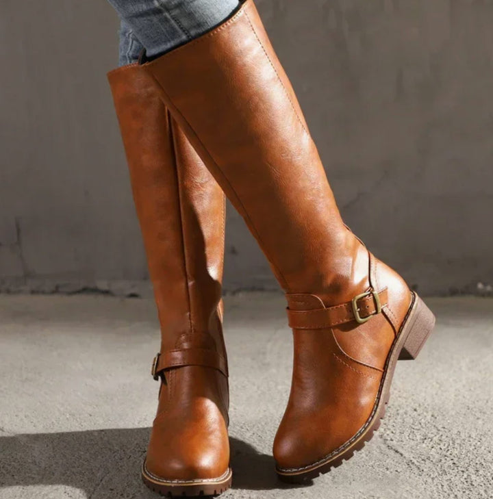 Agnes | Strap Knee High Boots