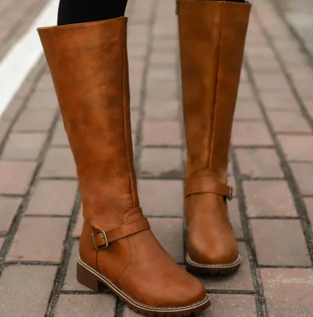 Agnes | Strap Knee High Boots