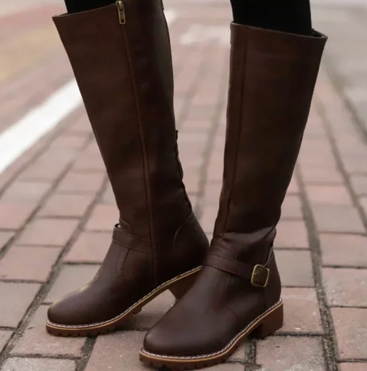 Agnes | Strap Knee High Boots