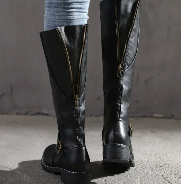 Agnes | Strap Knee High Boots