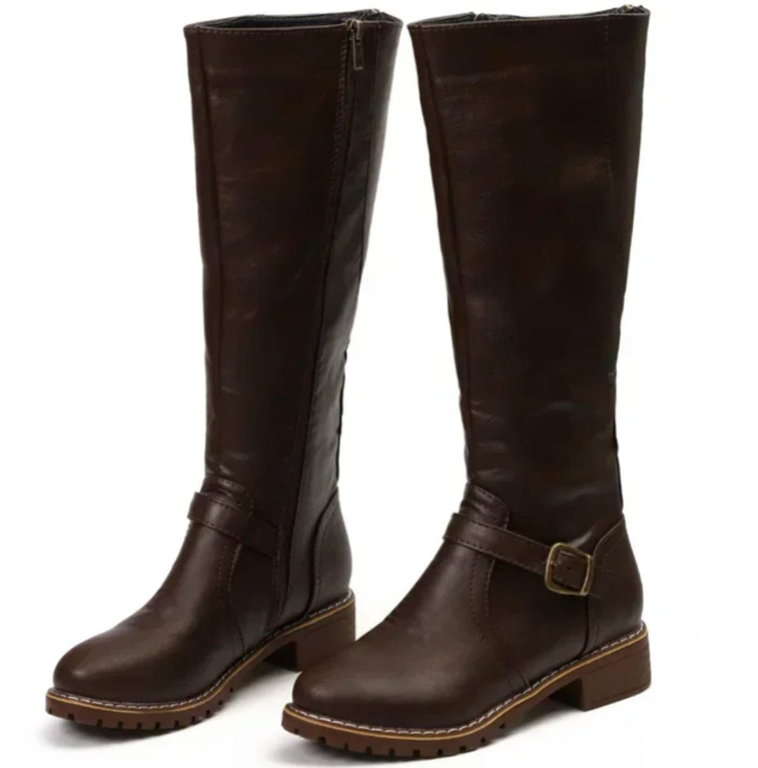 Agnes | Strap Knee High Boots