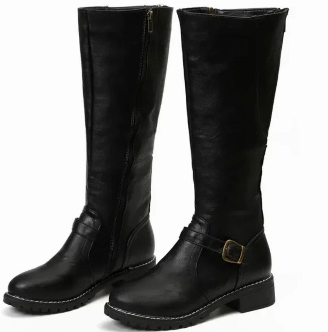 Agnes | Strap Knee High Boots