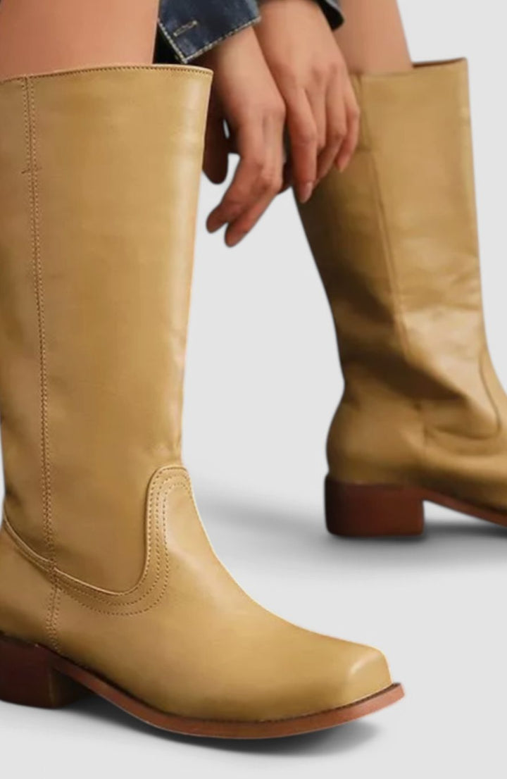 Elsie | Stacked Heel Knee Boots