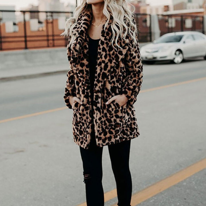 June | Leopard Print Open Front Coat