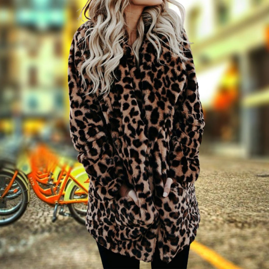 June | Leopard Print Open Front Coat