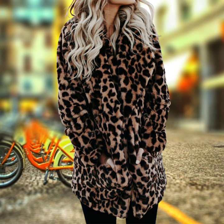 June | Leopard Print Open Front Coat
