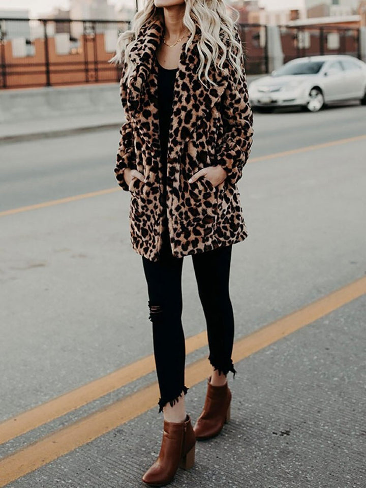 June | Leopard Print Open Front Coat
