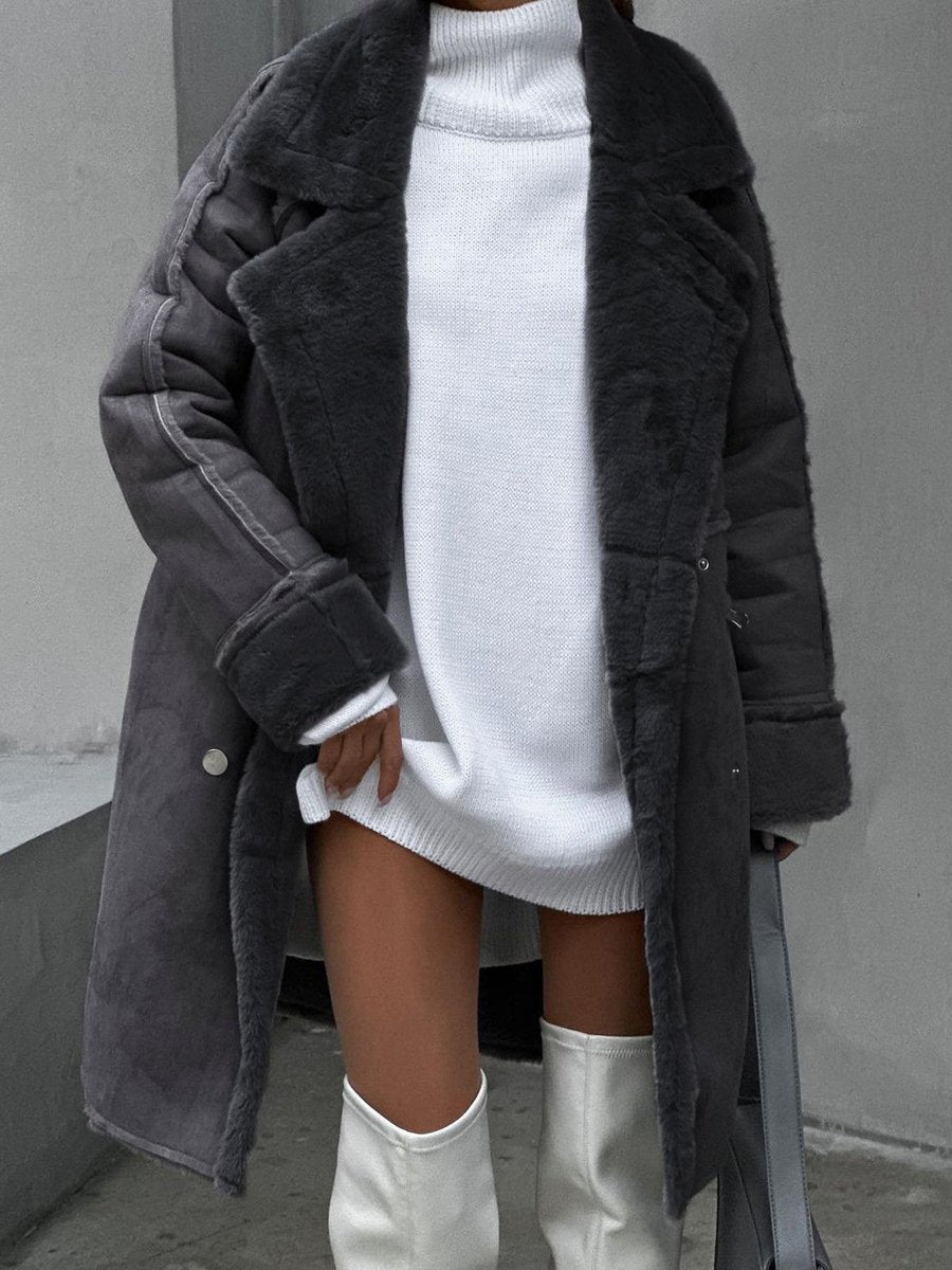 Esme | Long Double Breasted Shearling Coat