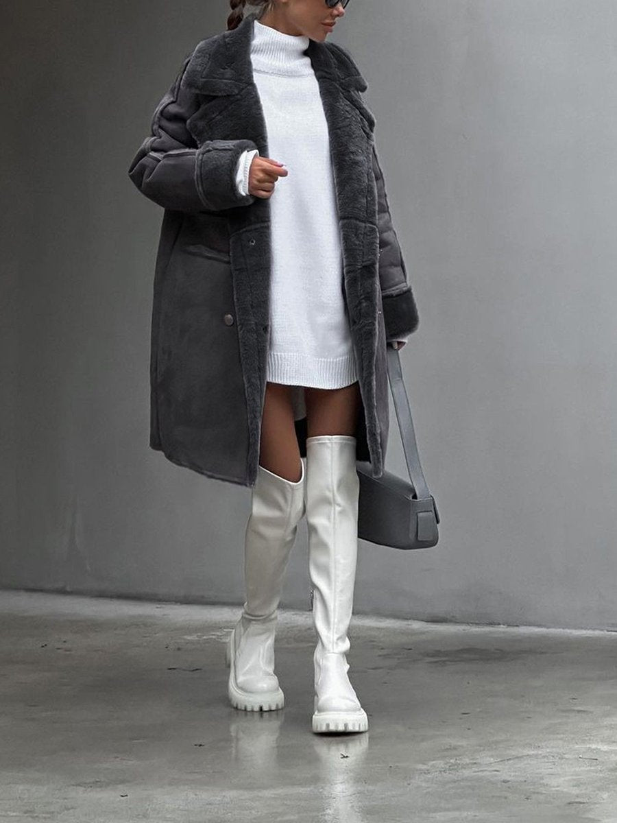 Esme | Long Double Breasted Shearling Coat