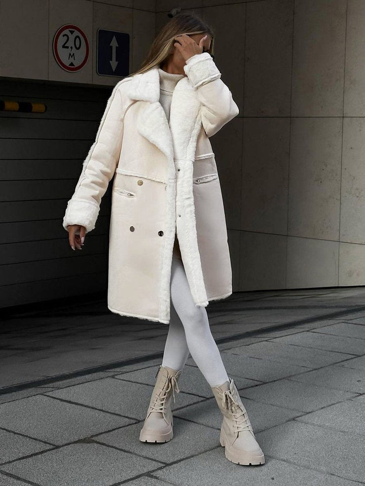Esme | Long Double Breasted Shearling Coat