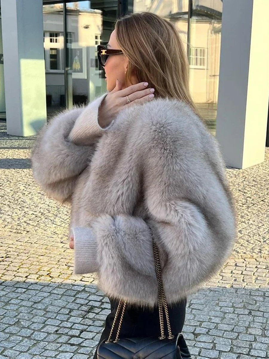 Iris | Luxury Fluffy Faux Bomber Jacket