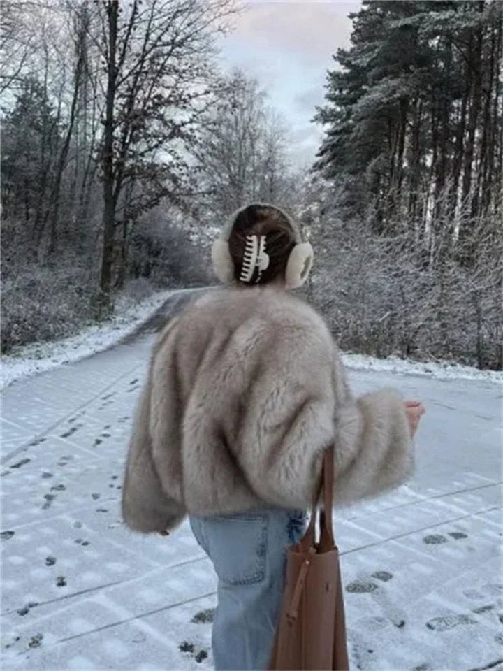 Iris | Luxury Fluffy Faux Bomber Jacket