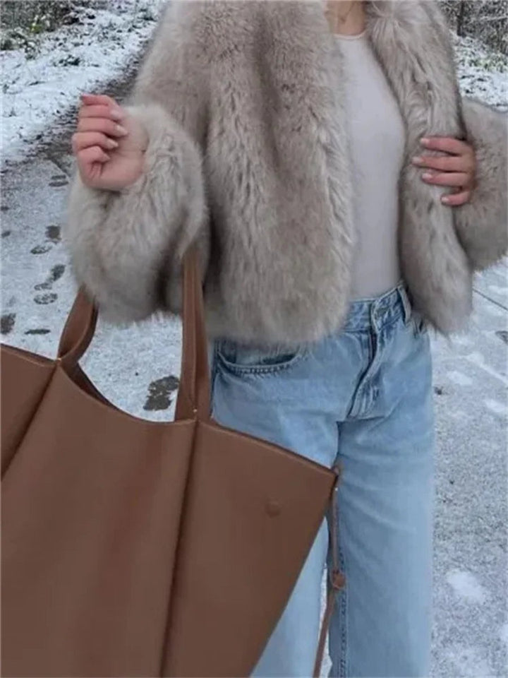 Iris | Luxury Fluffy Faux Bomber Jacket