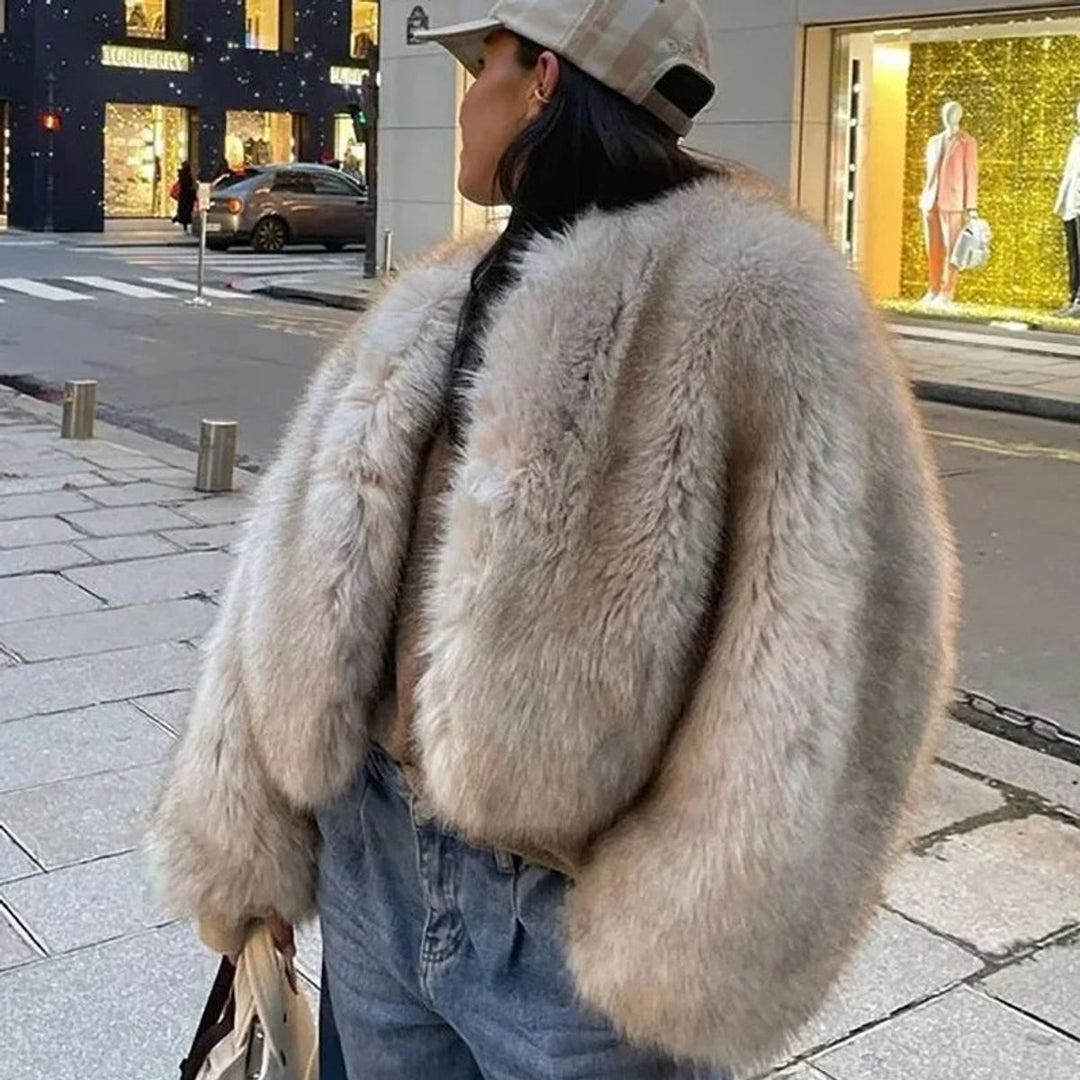 Iris | Luxury Fluffy Faux Bomber Jacket