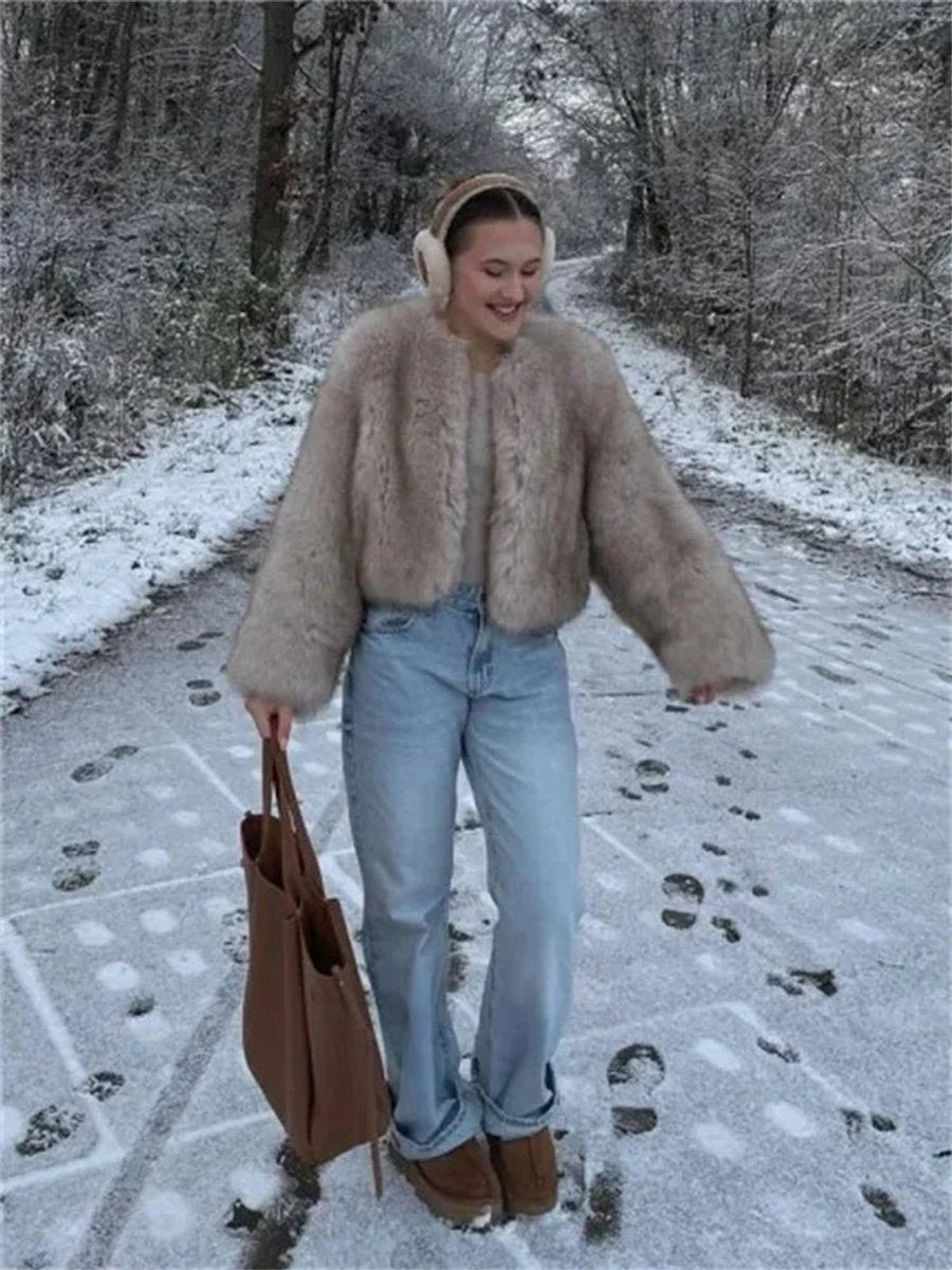 Iris | Luxury Fluffy Faux Bomber Jacket