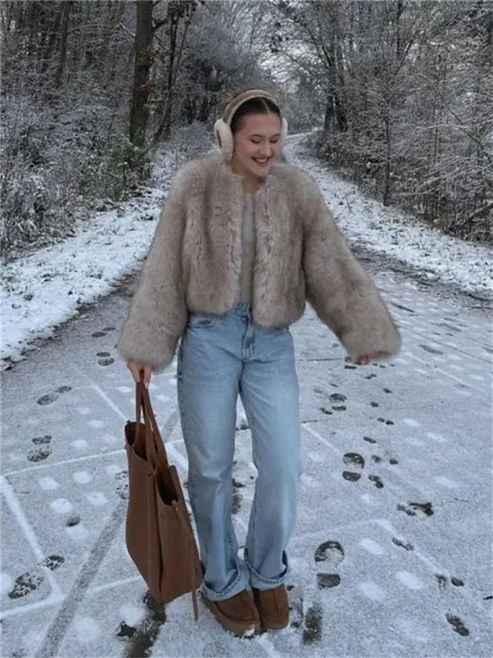 Iris | Luxury Fluffy Faux Bomber Jacket