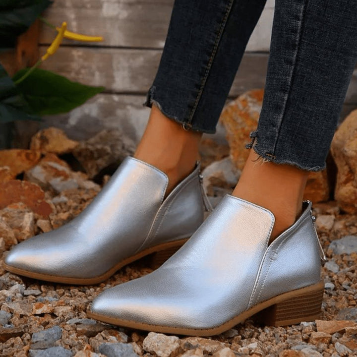 Hazel | Metallic Pointed Toe Ankle Boots