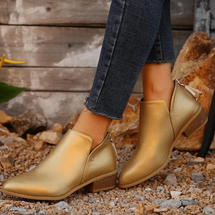 Hazel | Metallic Pointed Toe Ankle Boots