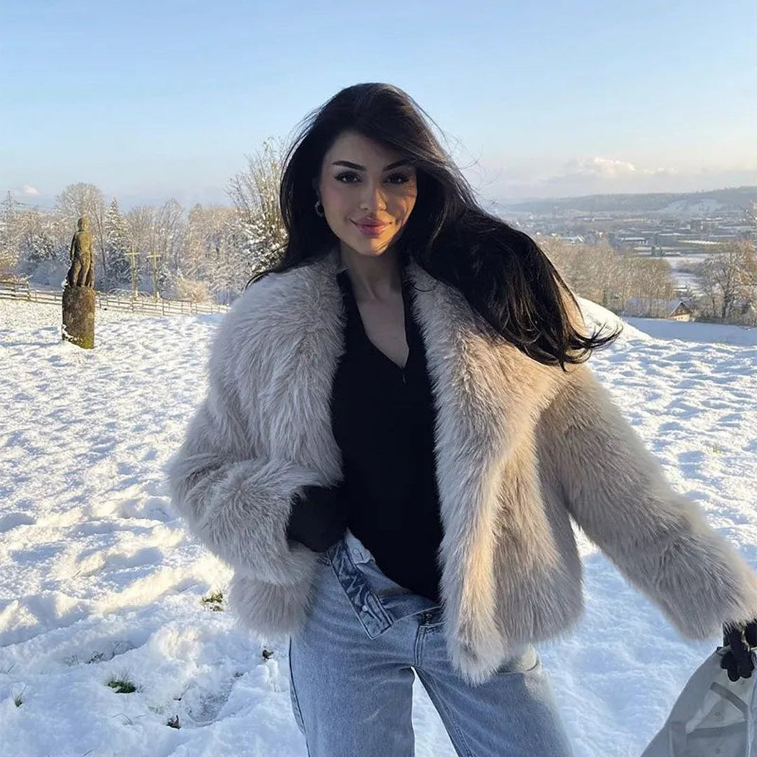Eleanor | Oversized Fluffy Large Lapel Coat