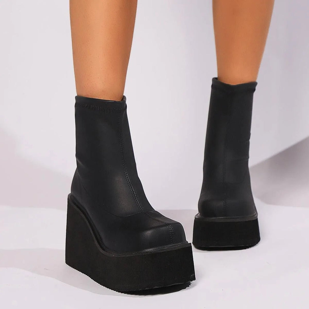 Ivy | Platform Wedge Sock Ankle Boots