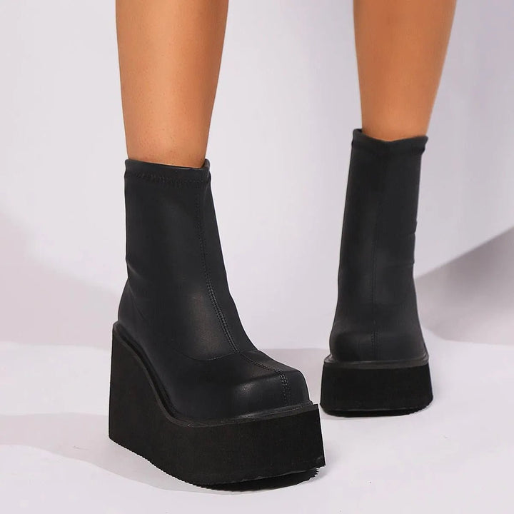 Ivy | Platform Wedge Sock Ankle Boots