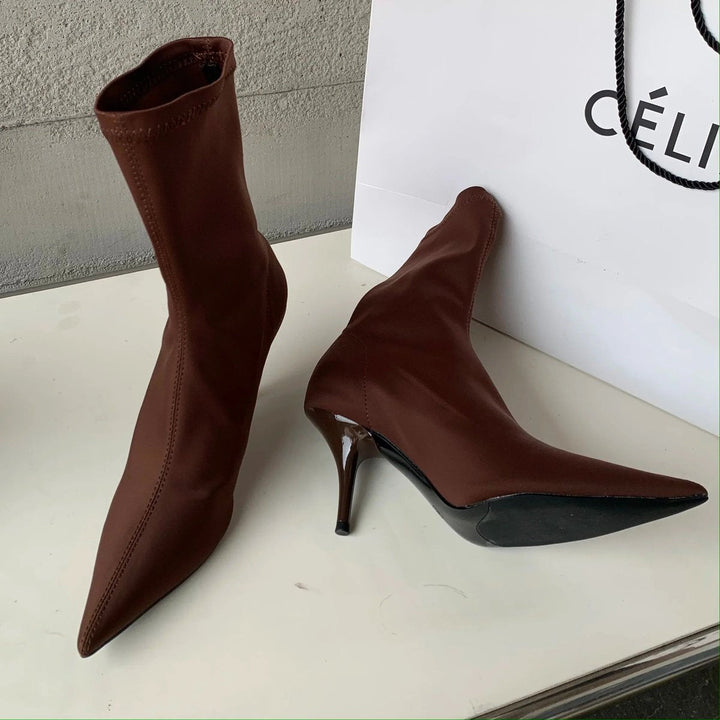 Annalise | Stiletto Sock Ankle Boots Womens