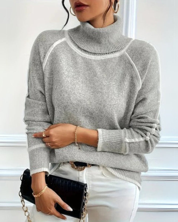 Hettie | Contrast Trim Turtleneck Jumper Relaxed