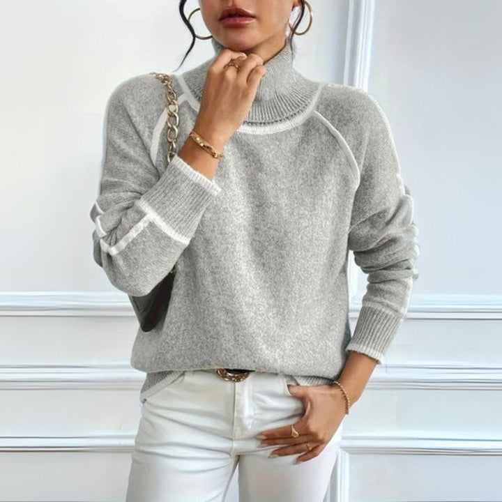 Kitty | Ribbed Contrast Turtleneck Jumper Raglan