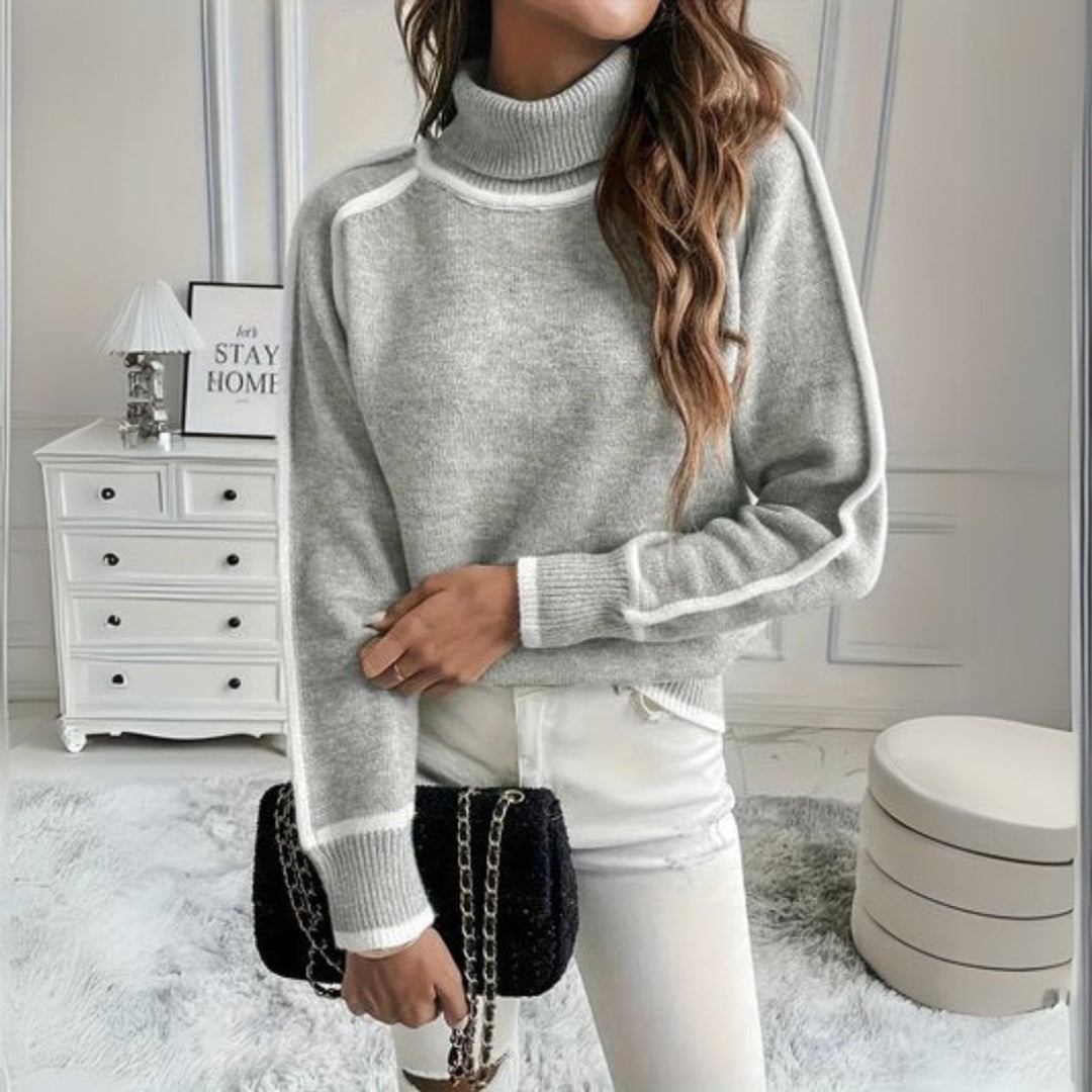 Kitty | Ribbed Contrast Turtleneck Jumper Raglan