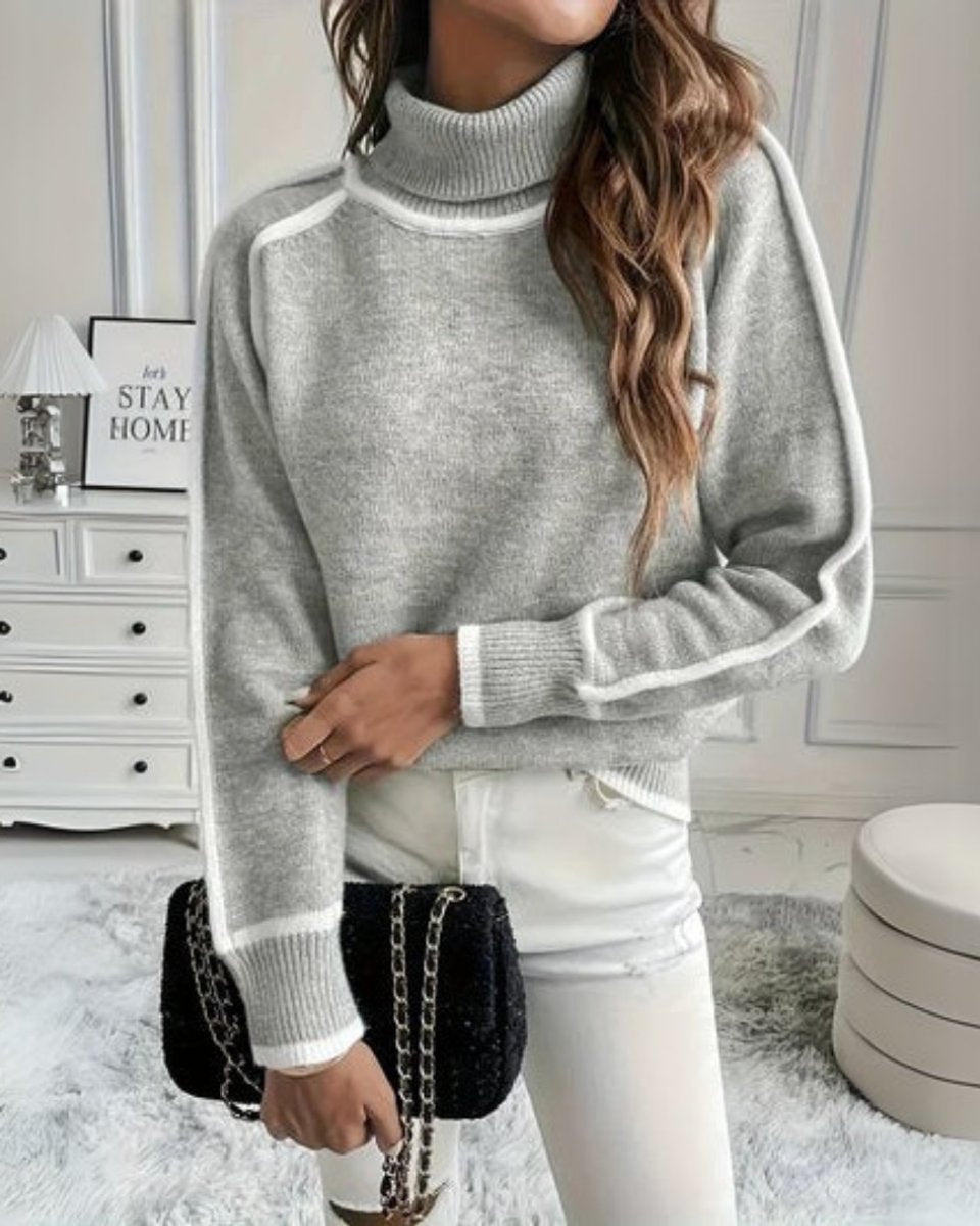 Hettie | Contrast Trim Turtleneck Jumper Relaxed