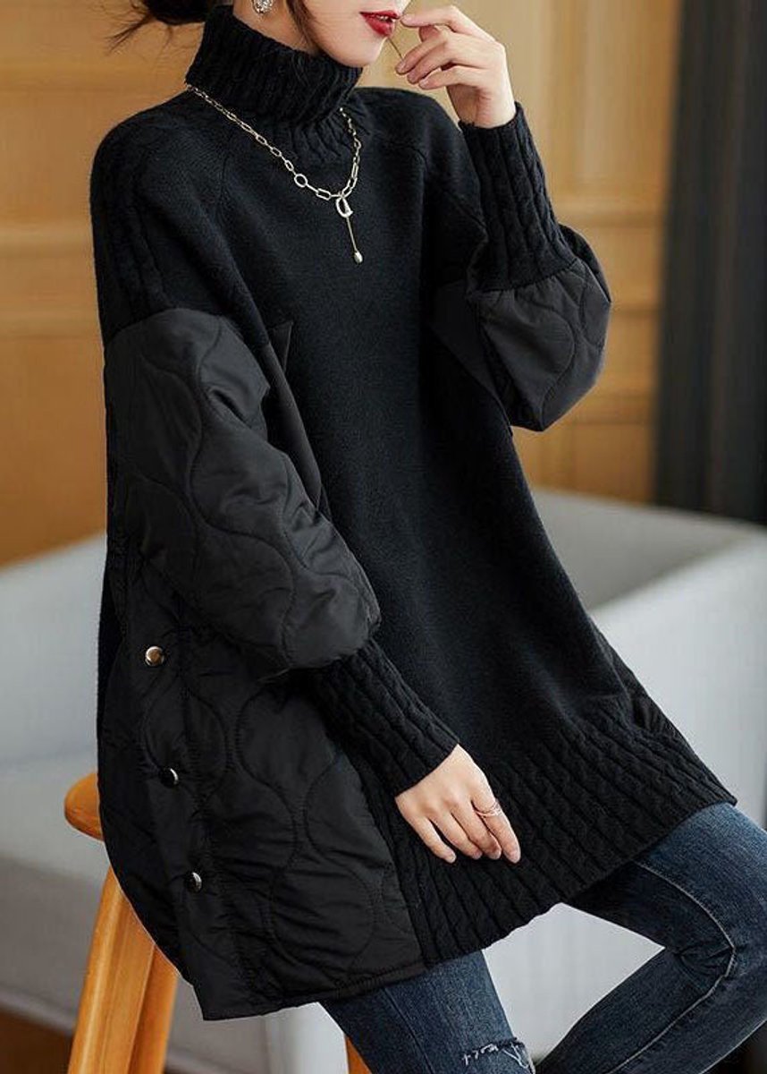 Peggy | Patchwork Quilted Turtleneck Jumper Relaxed