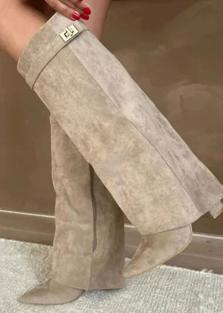 June | Suede Wedge Thigh Boots