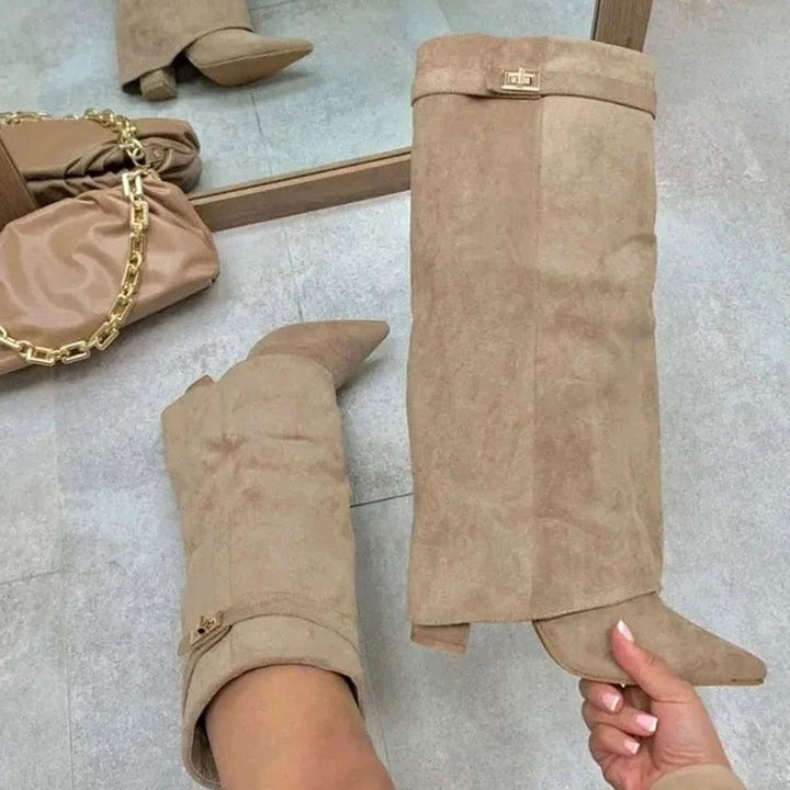 June | Suede Wedge Thigh Boots