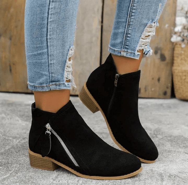 Charlotte | Suede Block Heel Ankle Boots