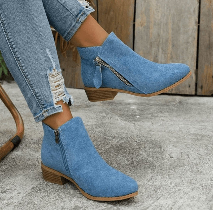 Charlotte | Suede Block Heel Ankle Boots