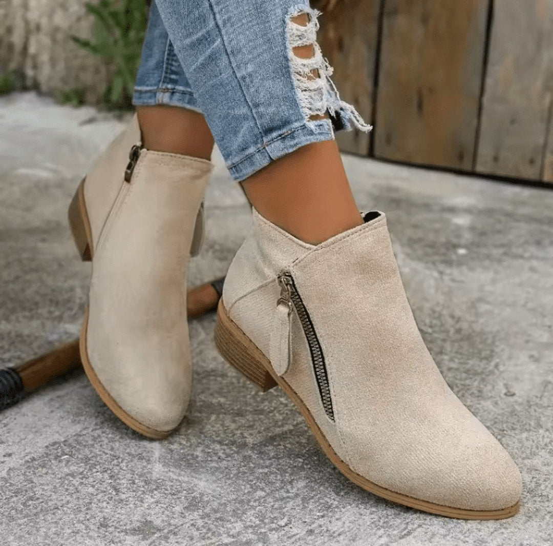 Charlotte | Suede Block Heel Ankle Boots