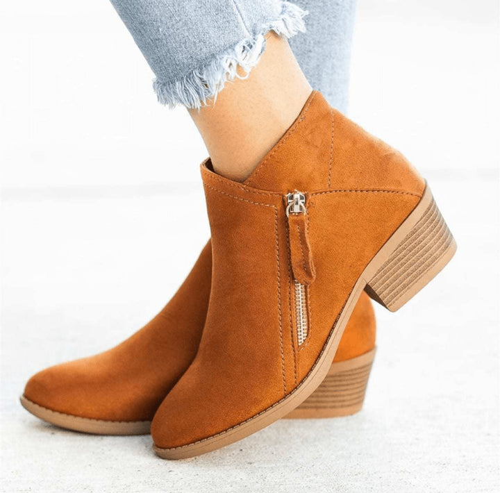Charlotte | Suede Block Heel Ankle Boots