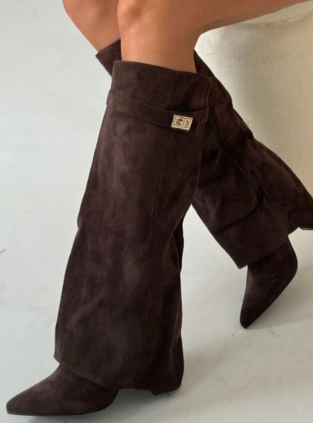 Edith | Gold Buckle Thigh Boots