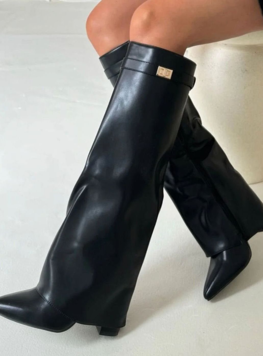 Edith | Gold Buckle Thigh Boots
