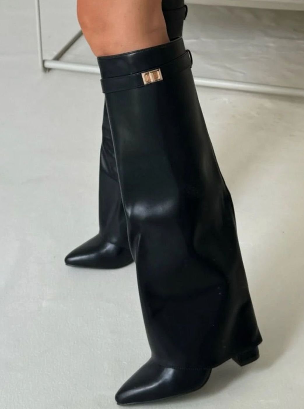 Edith | Gold Buckle Thigh Boots