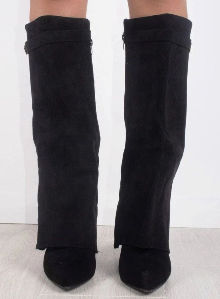 Edith | Gold Buckle Thigh Boots