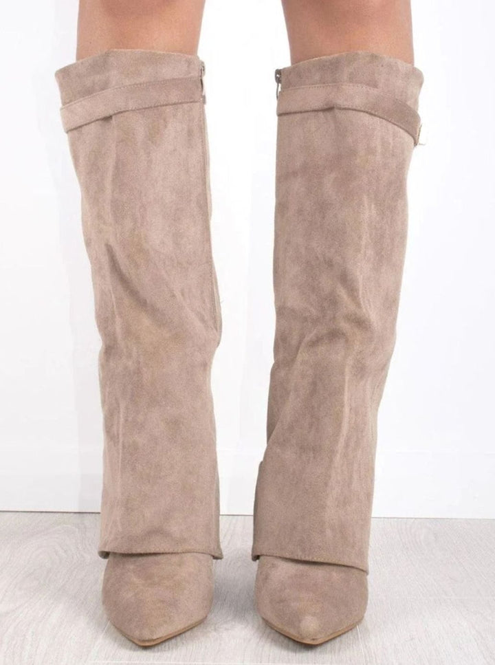 Edith | Gold Buckle Thigh Boots