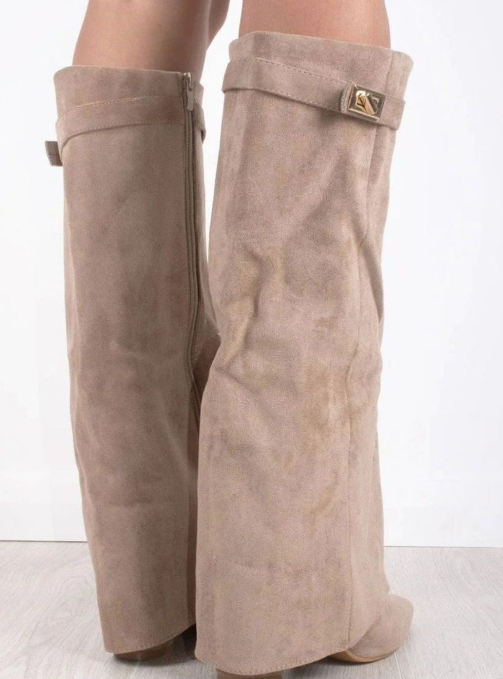 Edith | Gold Buckle Thigh Boots