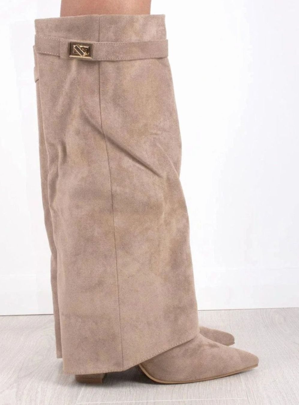 Edith | Gold Buckle Thigh Boots